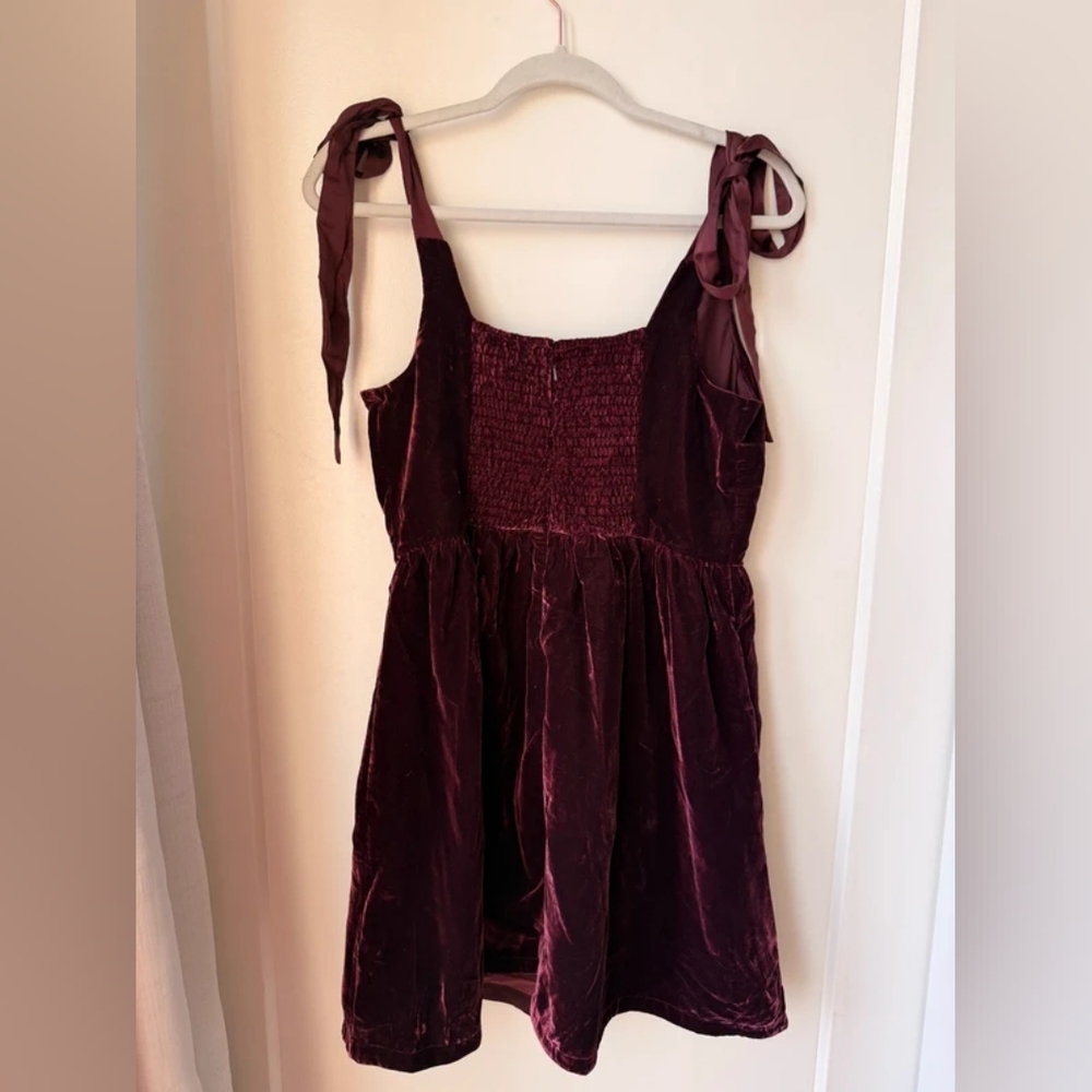 Velvet Burgundy Tie-Strap Dress